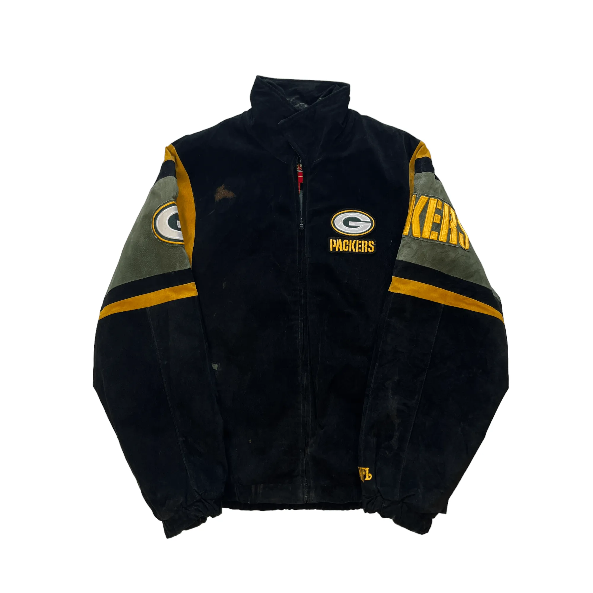 Vintage Black NFL Green Bay Packers Leather Jacket - Large