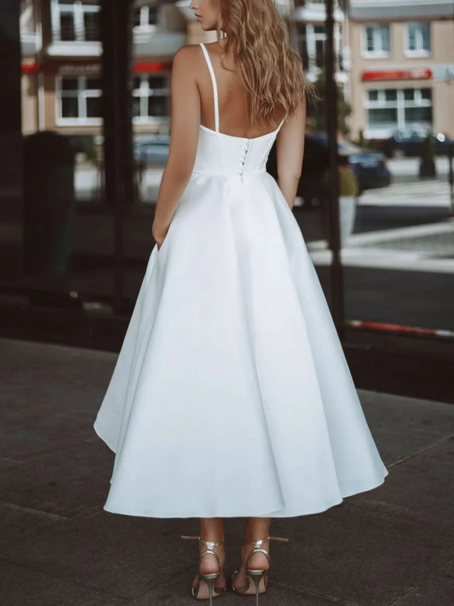 White Suspenders Big Swing Dress Gown