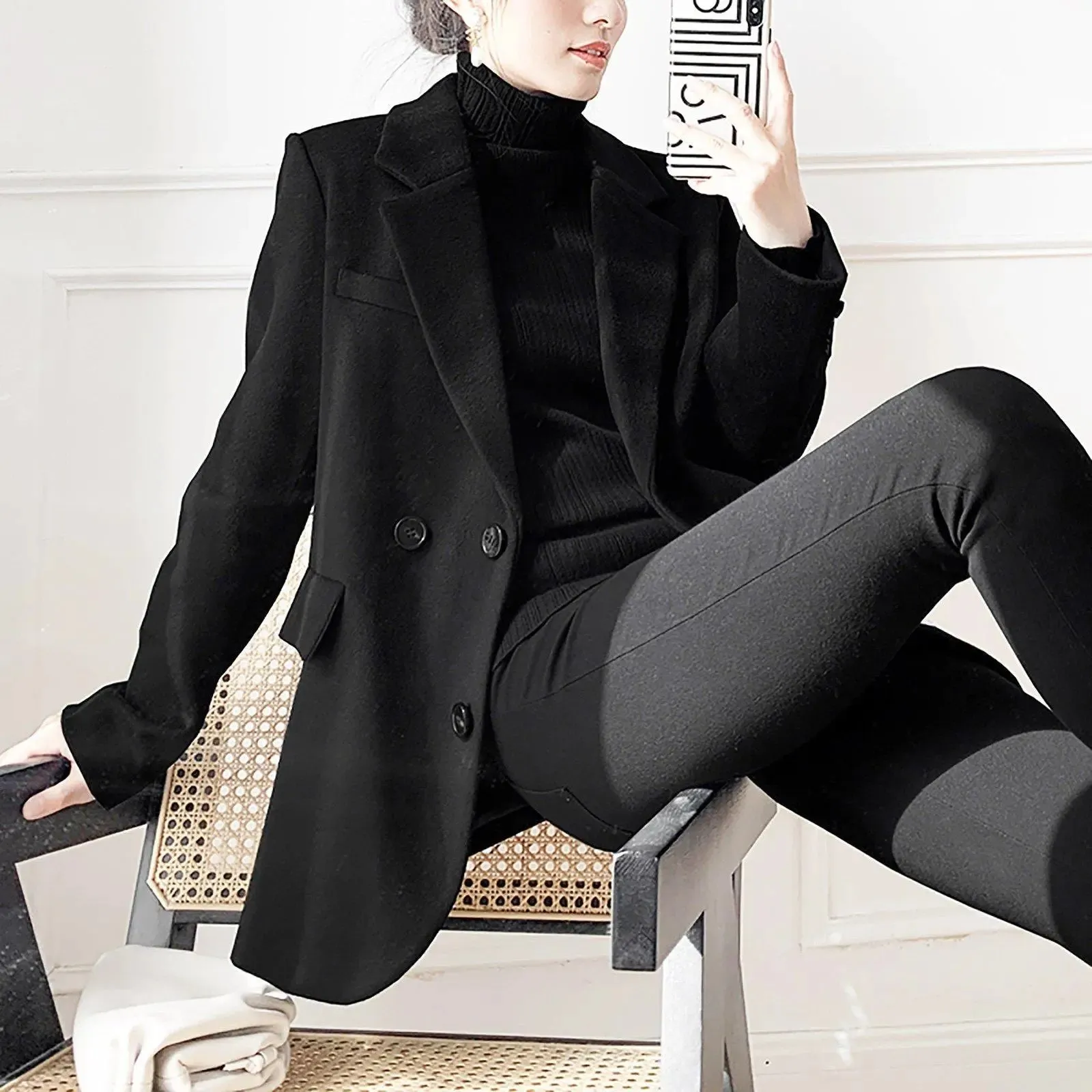 Women Wool Coat,Camel wool Suit Coat,Black Wool Blazer,Warm Coat,Thicken Wool Blazer Coat,Autumn Winter Woolen Suit,Oversize Blazer Suits